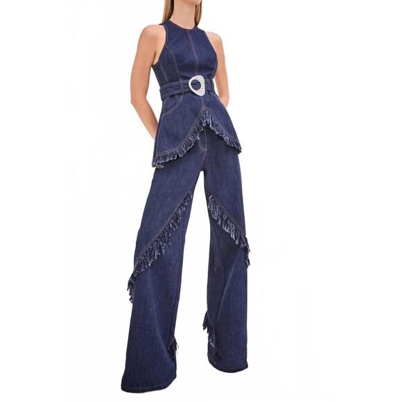 NEW ALEXIS reed fitted sleeveless top in navy - Picture 4 of 4